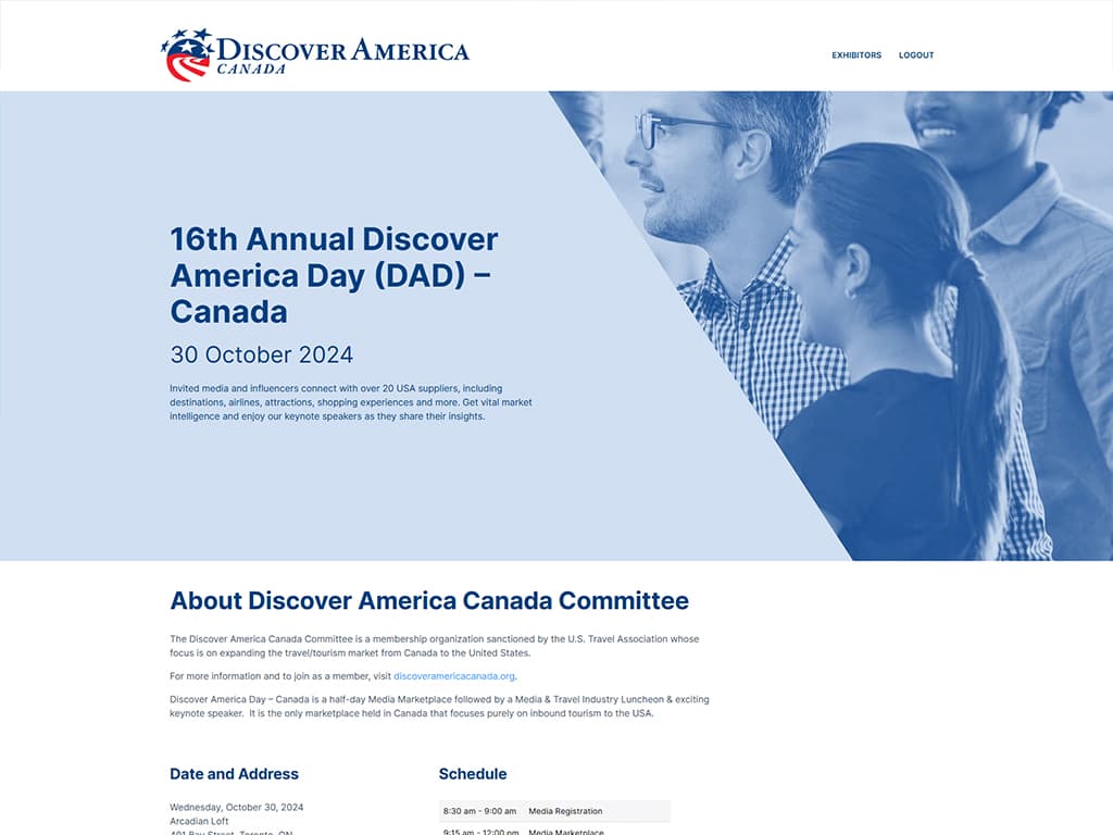 Screenshot of Discover America Day web site development