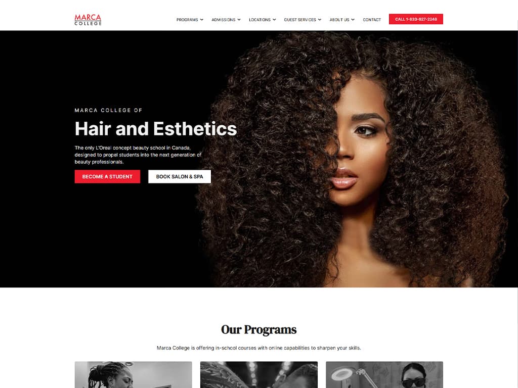 Screenshot of marca-college.com web site design